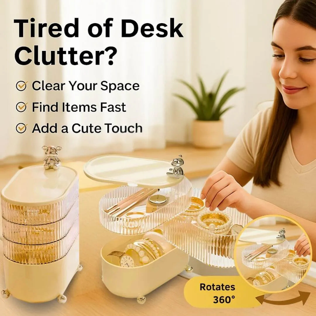 Dazzleree 3-Tier Rotating Desk Organizer | Solves Cluttered Desks & Lost Items
