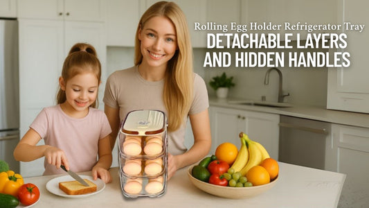 Rolling Egg Holder Refrigerator Tray – Detachable Layers and Hidden Handles