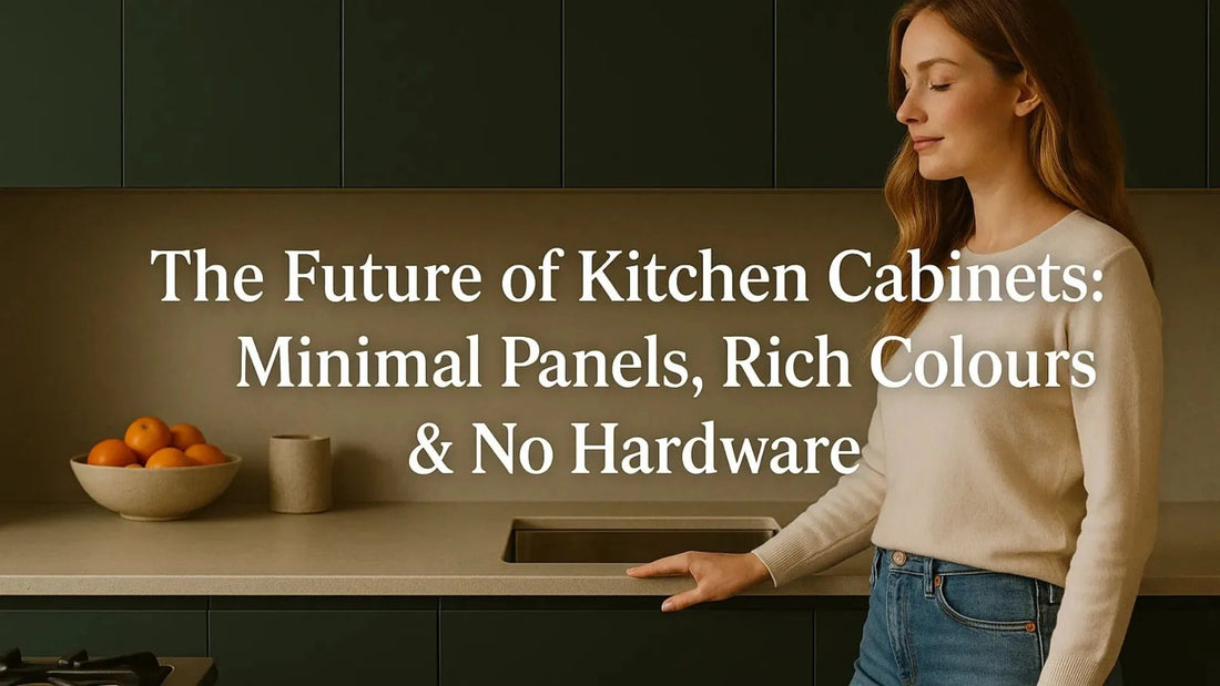 The Future of Kitchen Cabinets: Minimal Panels, Rich Colours & No Hardware
