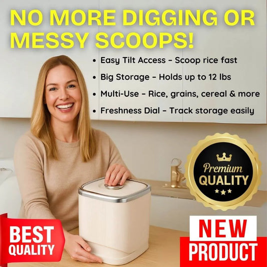 Dazzleree Rotating Rice Container | No More Reaching Deep, Just Tilt & Scoop