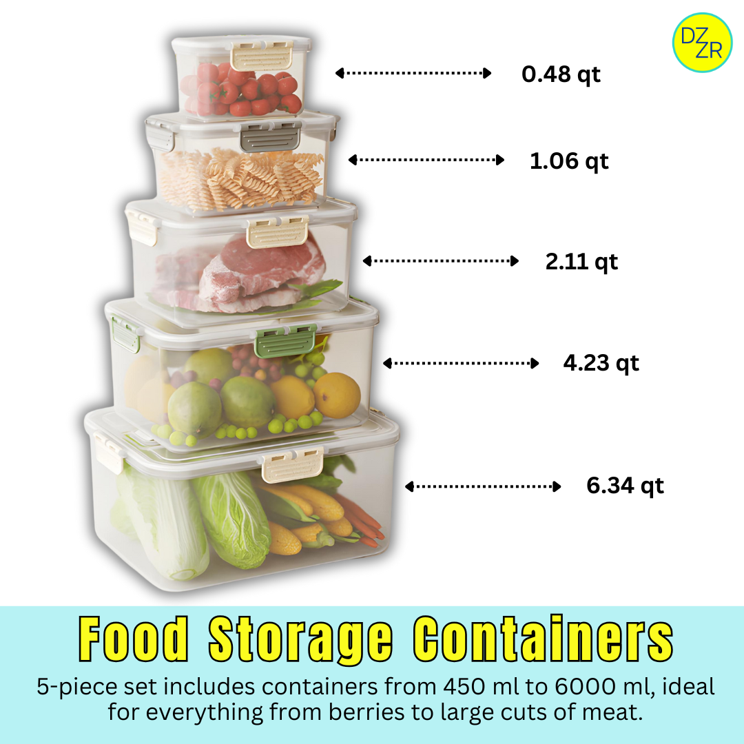 5-Piece Fridge Storage Containers