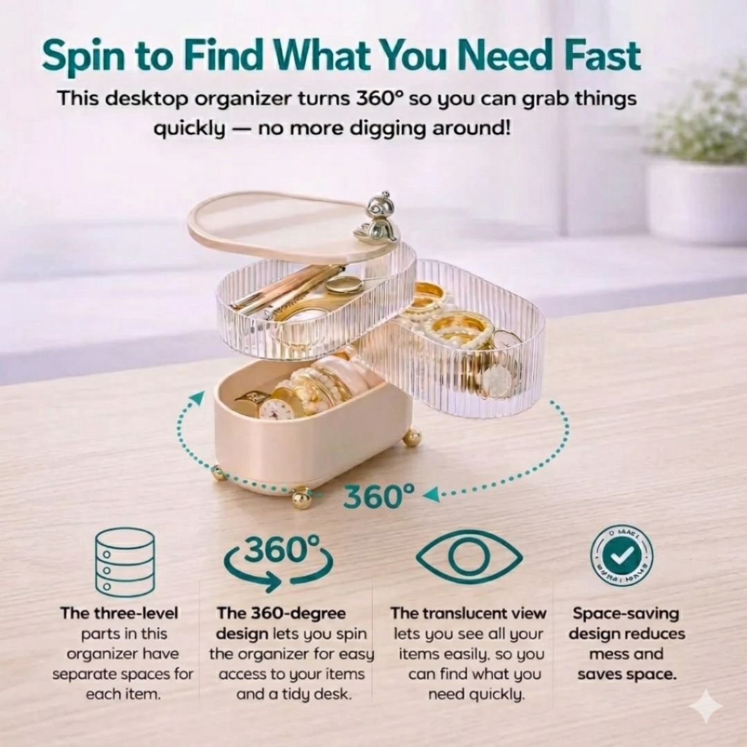 3-Tier Rotating Desk Organizer