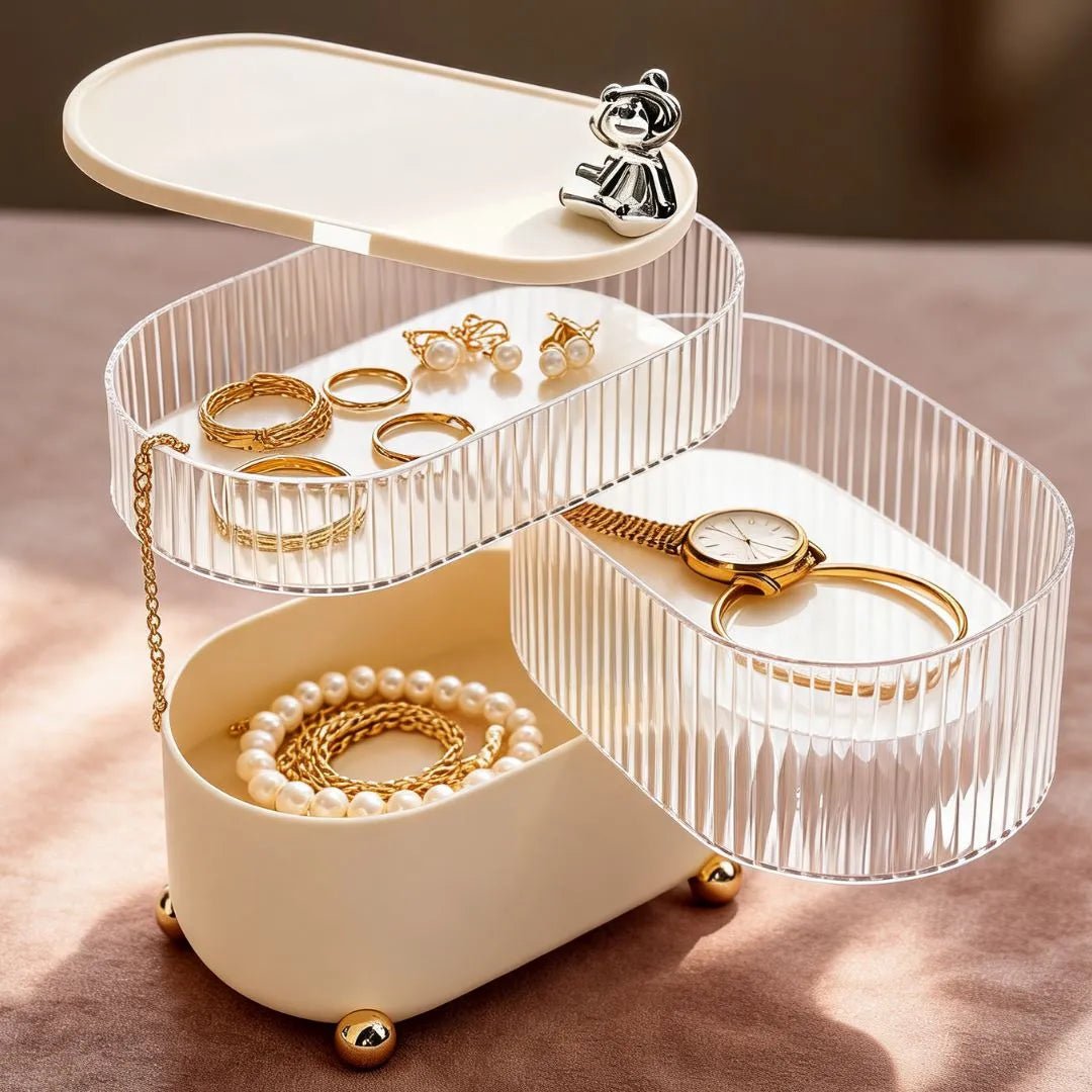 360° Rotating Makeup & Jewelry Organizer, 3-Tier Clear Vanity Storage