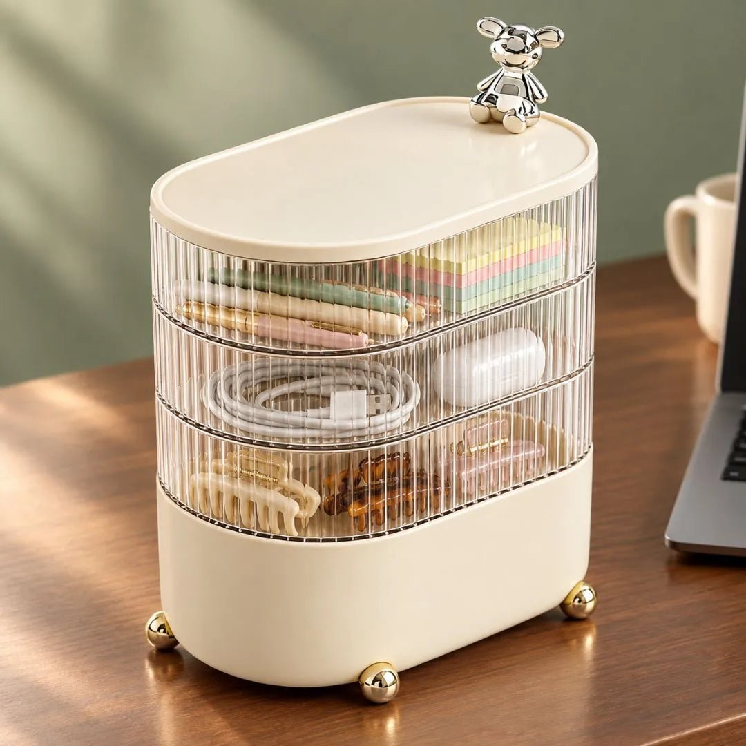 360° Rotating Makeup & Jewelry Organizer, 3-Tier Clear Vanity Storage