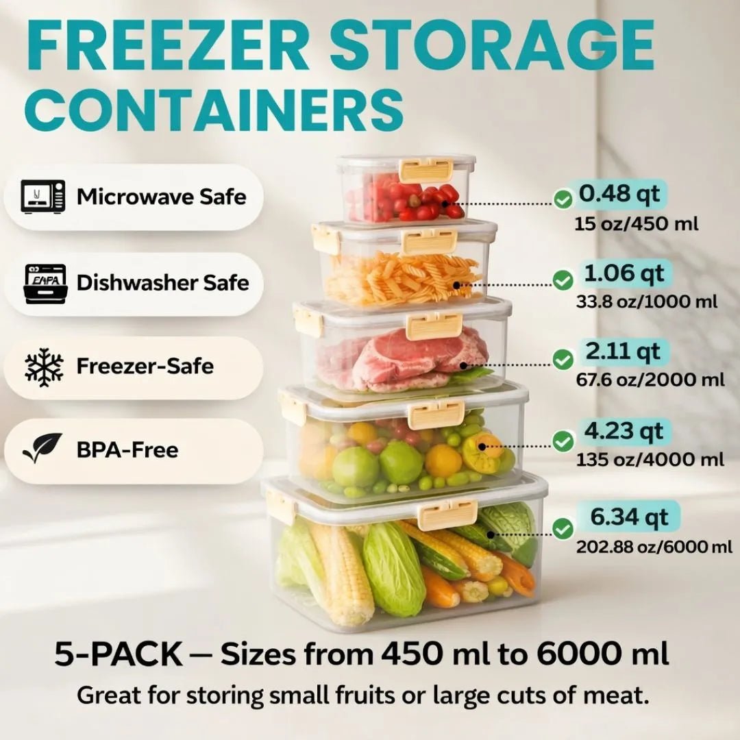 5-Pack Fridge Storage Containers