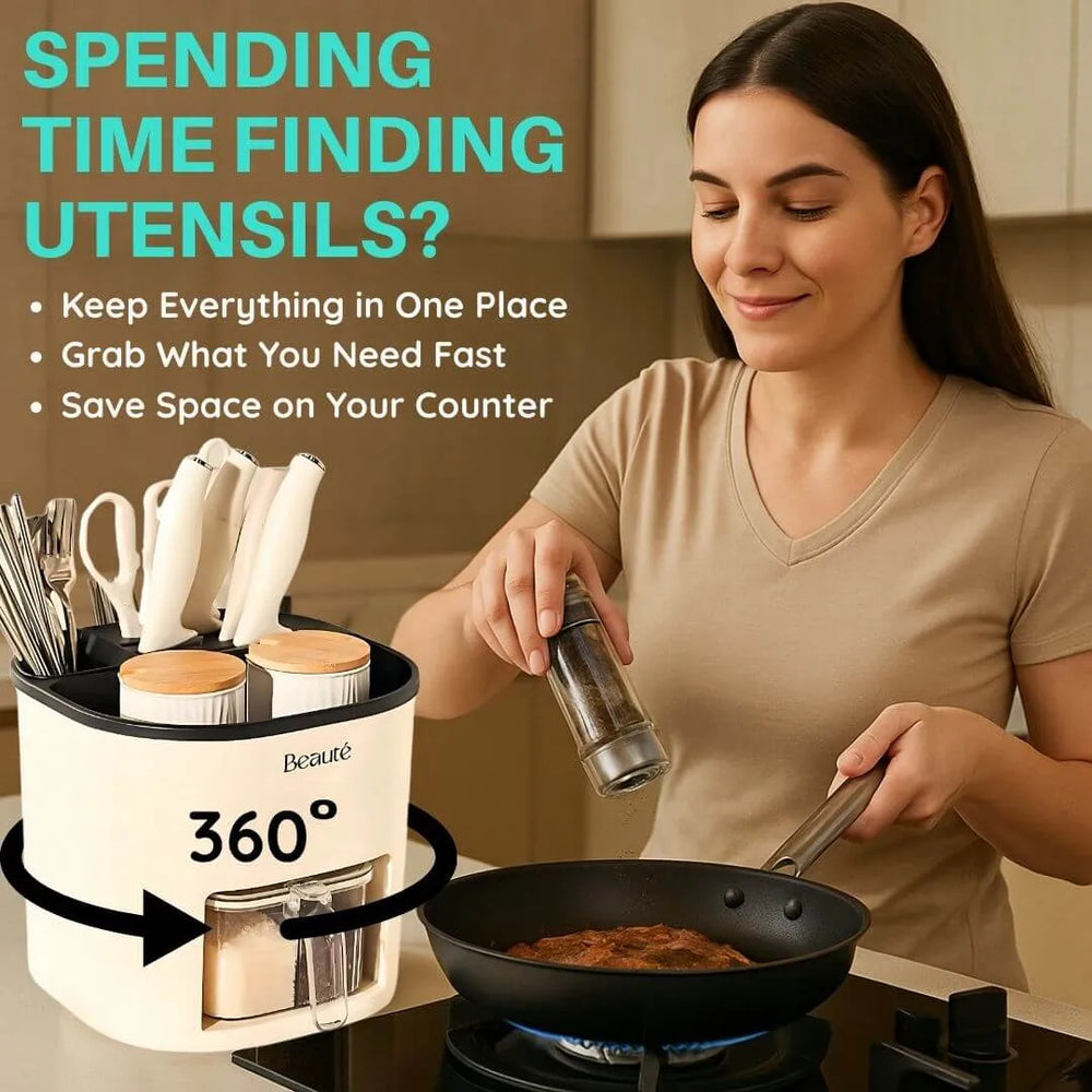 Dazzleree 360° Rotating Kitchen Organizer | No More Messy Counters & Hard-to-Find Spices