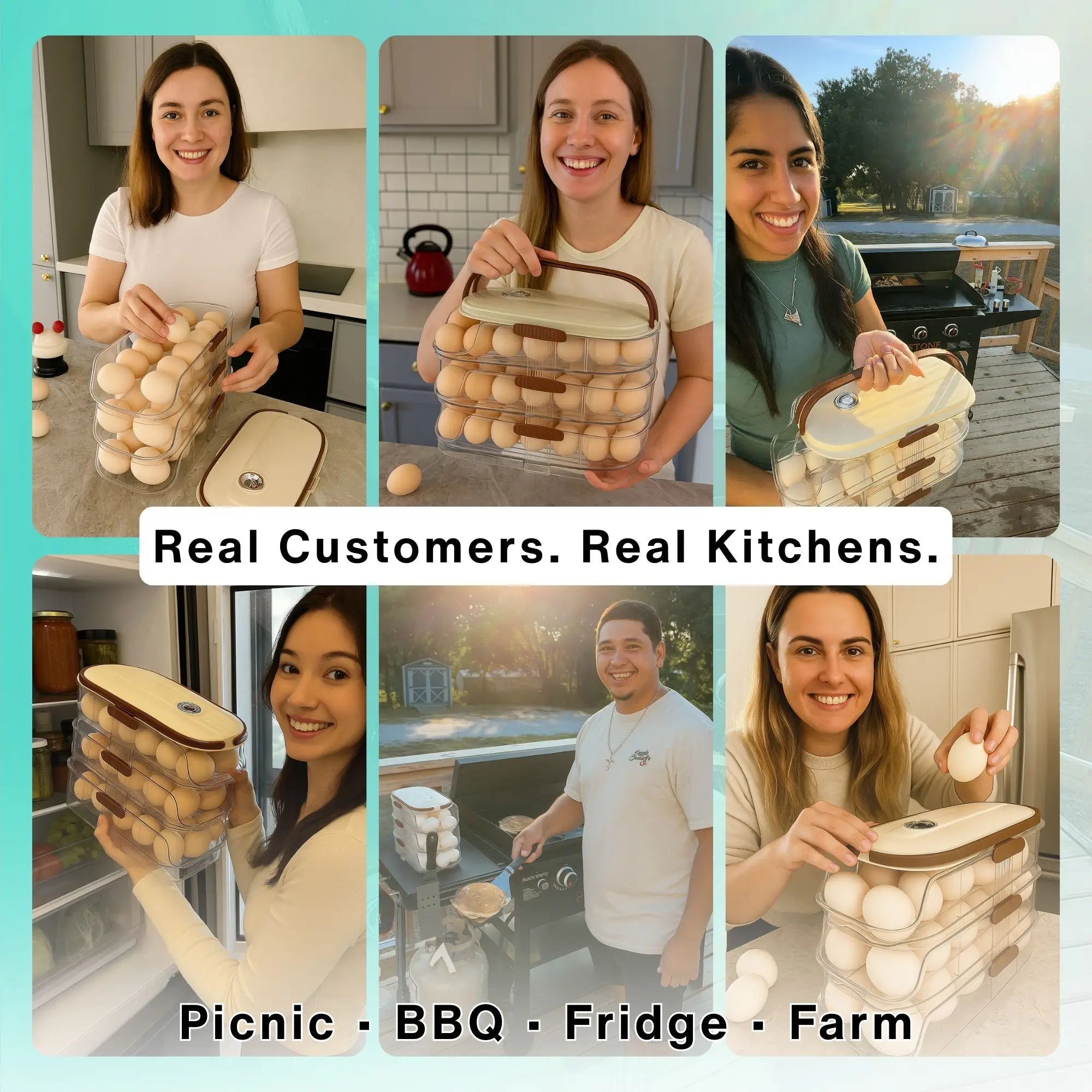 Dazzleree 3-Tier Rolling Egg Holder | Keeps Eggs Fresh, Crack-Free & Saves Fridge Space