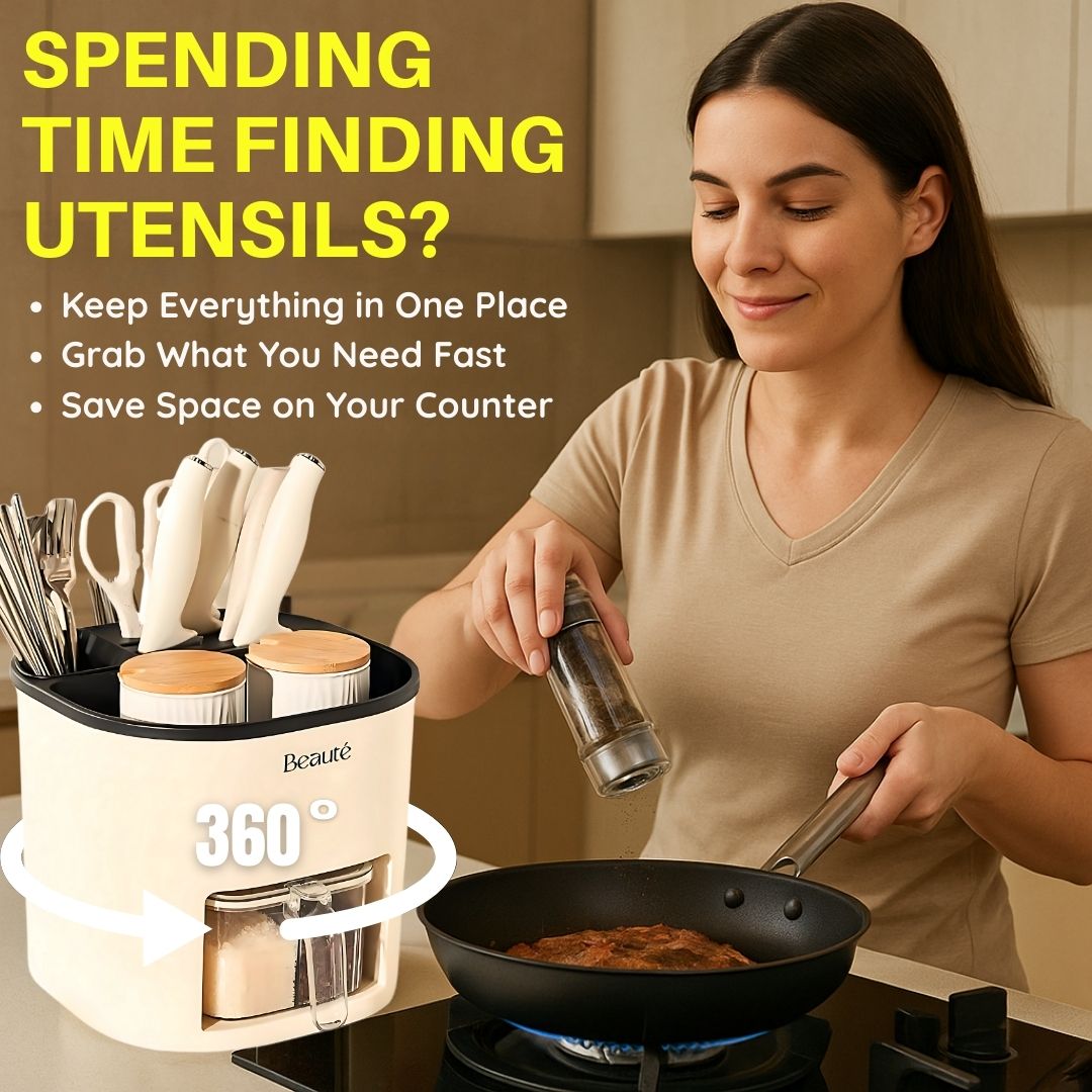 Dazzleree 360° Rotating Kitchen Organizer | No More Messy Counters & Hard-to-Find Spices