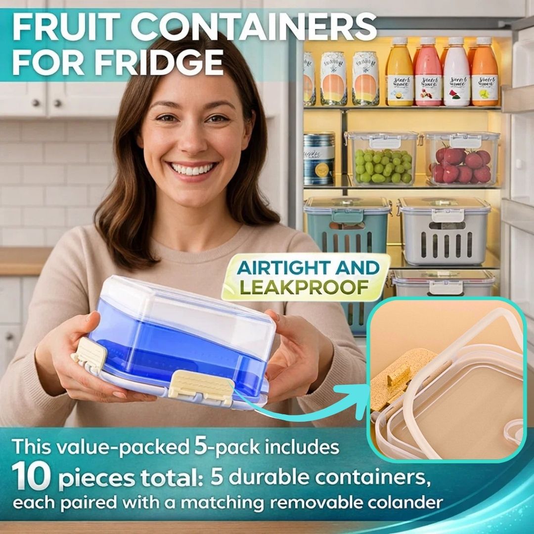 Dazzleree 5-Pack Fridge Storage Containers | No More Slimy Greens or Wasted Groceries — Keep Every Bite Fresher, Longer