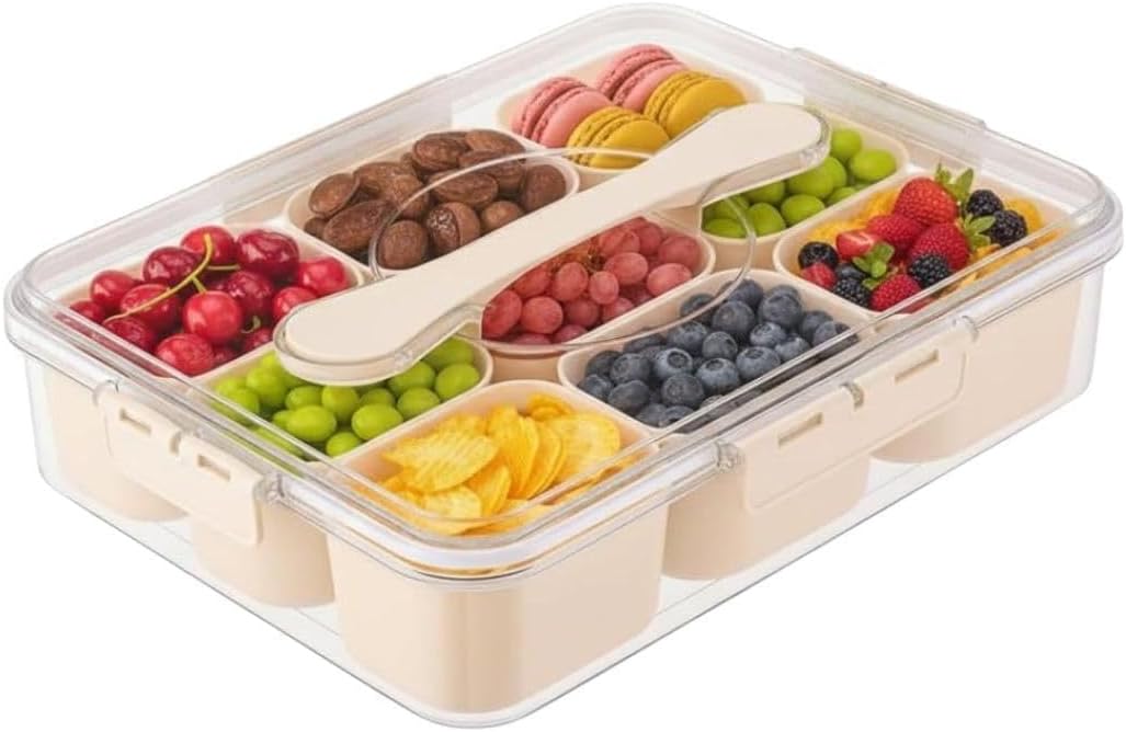 Dazzleree 9 Compartment Snackle Box Container | Mess-Free Serving Made Simple — For Every Party & Picnic