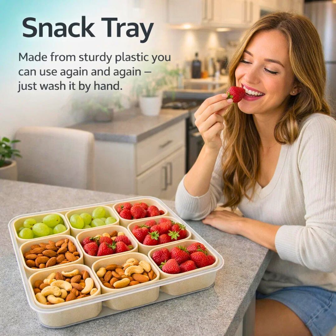Dazzleree 9 Compartment Snackle Box Container | Mess-Free Serving Made Simple — For Every Party & Picnic