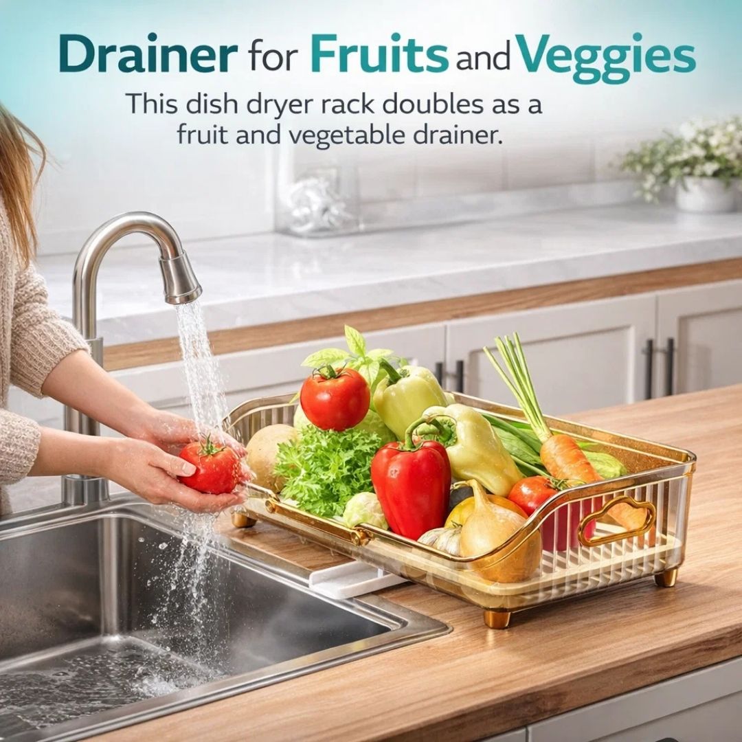 Dazzleree Clutter-Free Dish Rack | No More Messy Counters or Puddles. Just Dry, Neat Dishes Every Time.