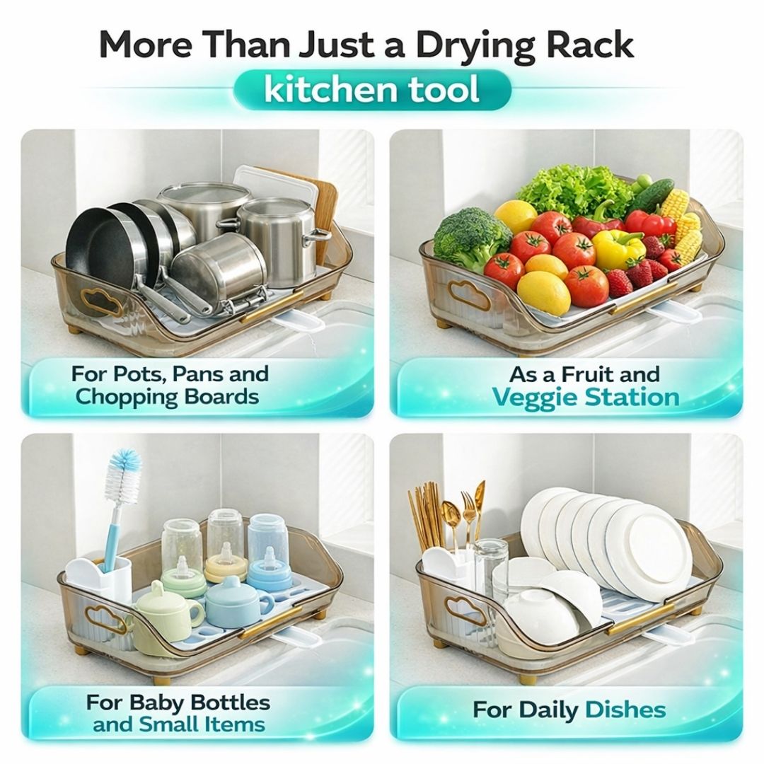 Dazzleree Clutter-Free Dish Rack | No More Messy Counters or Puddles. Just Dry, Neat Dishes Every Time.