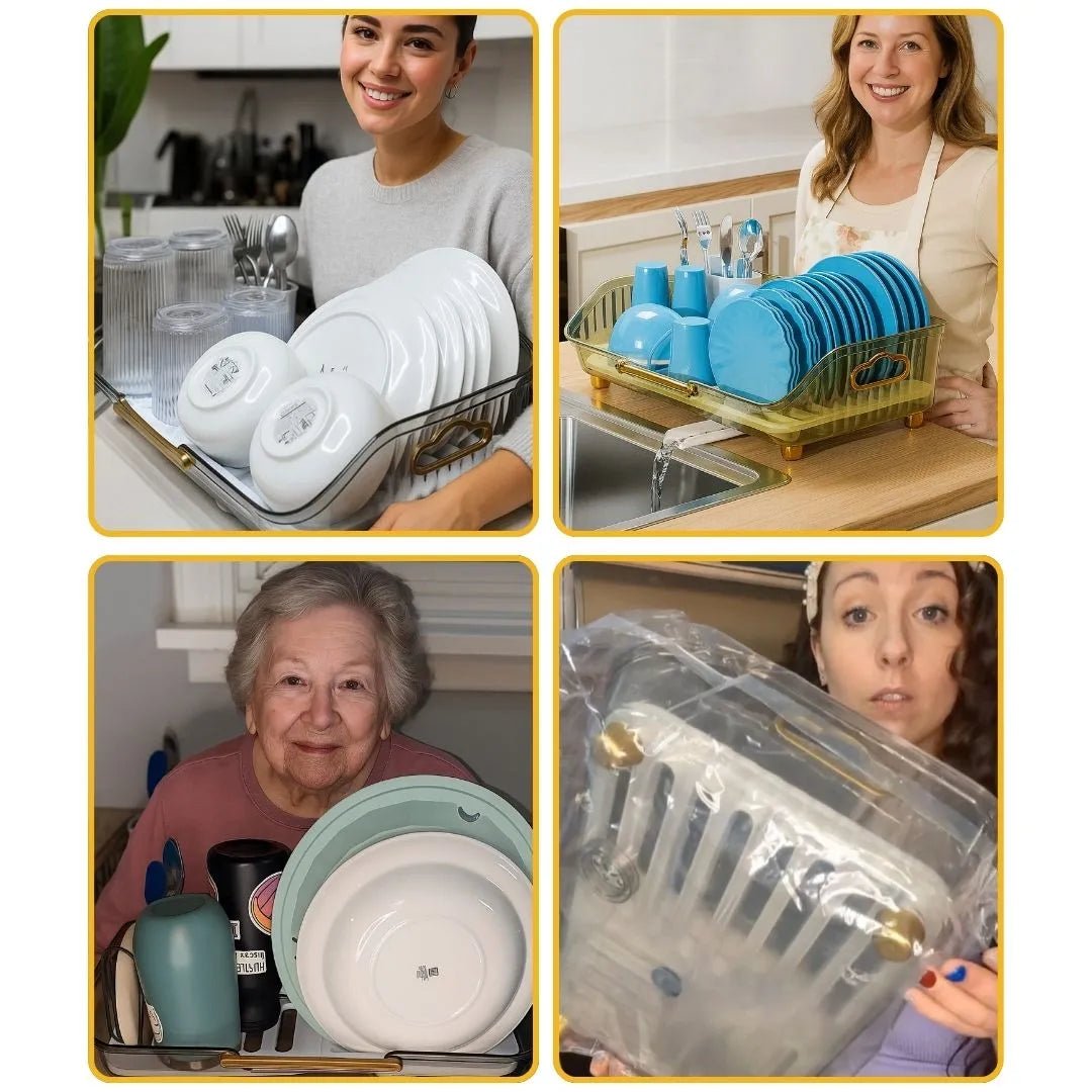 Dazzleree Clutter-Free Dish Rack | No More Messy Counters or Puddles. Just Dry, Neat Dishes Every Time.