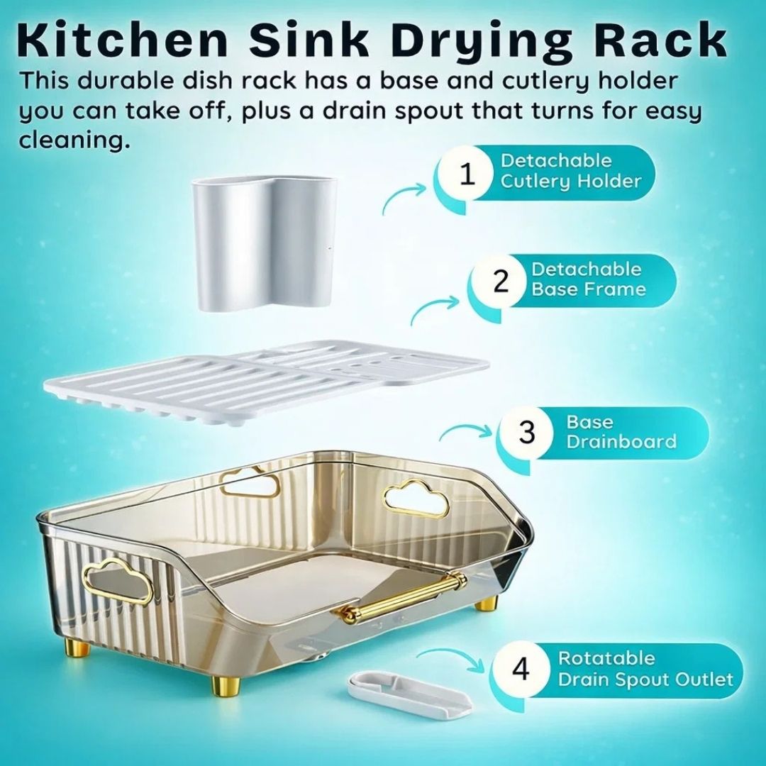 Dazzleree Clutter-Free Dish Rack | No More Messy Counters or Puddles. Just Dry, Neat Dishes Every Time.