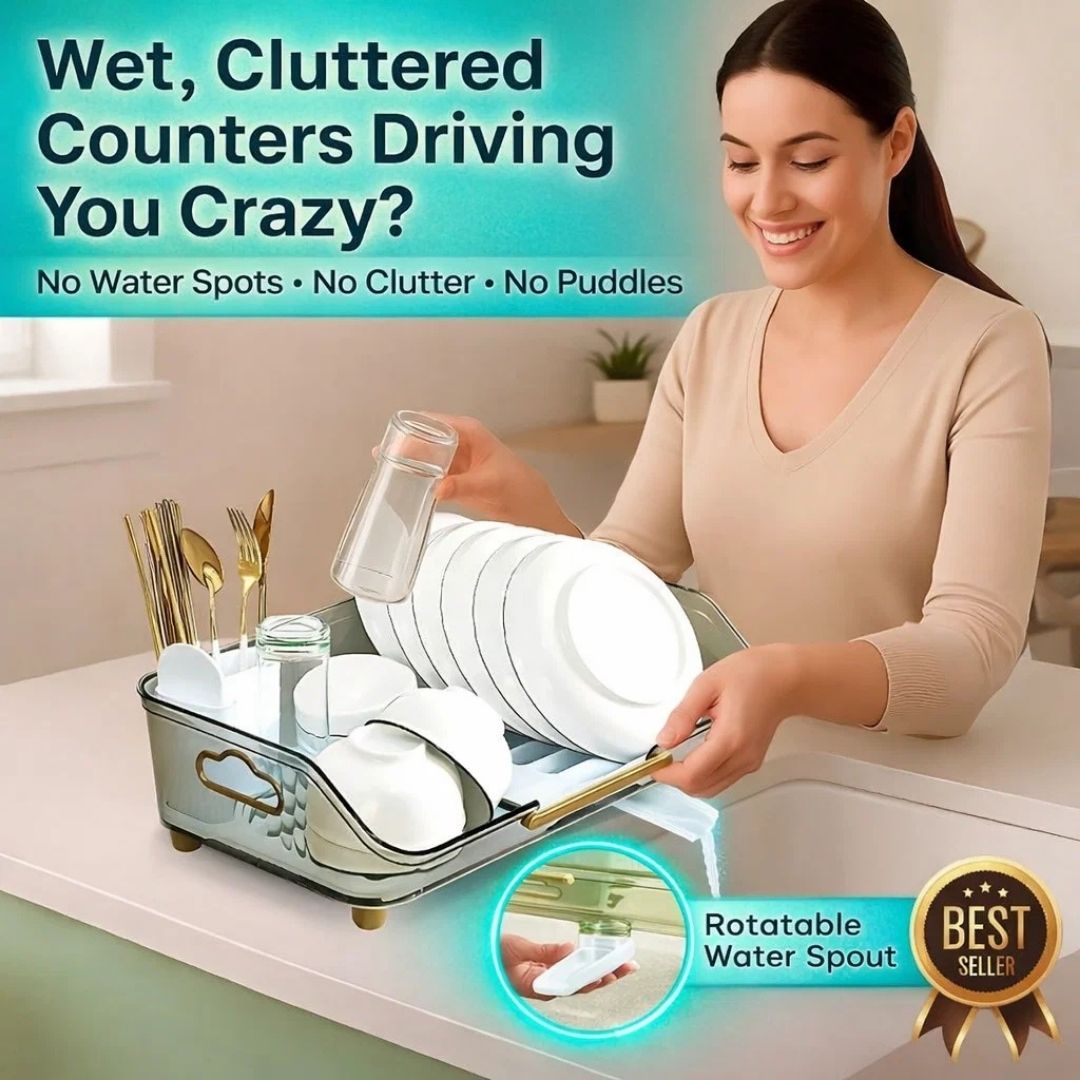 Dazzleree Clutter-Free Dish Rack | No More Messy Counters or Puddles. Just Dry, Neat Dishes Every Time.